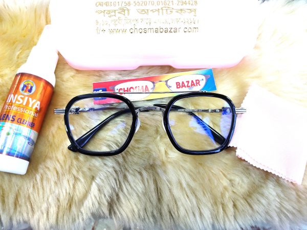 oreginal anti blue cut ফুল প্যাকেজ👇ফ্রেম - ব্লু কাট গ্লাস -লেন্স ক্লিনার - বক্স + উইপিং ক্লথ