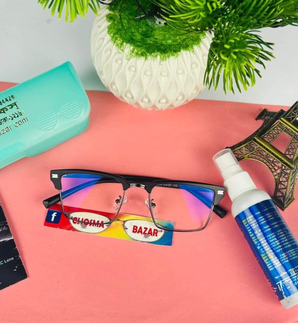Original blue cut Eyeglass Combo সাথে পাবেন ফ্রেম - ব্লু কাট গ্লাস -লেন্স ক্লিনার - বক্স + টেস্টিং কিট +উইপিং ক্লথ।